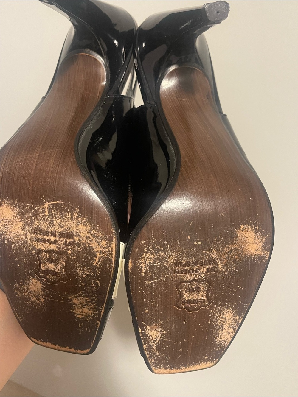 ST. JOHN | Patent Leather Peep Toe Slingback Heels Made in Spain Sz 9.5 - Picture 9 of 10